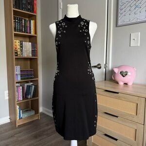 parker marta mock neck bodycon black dress